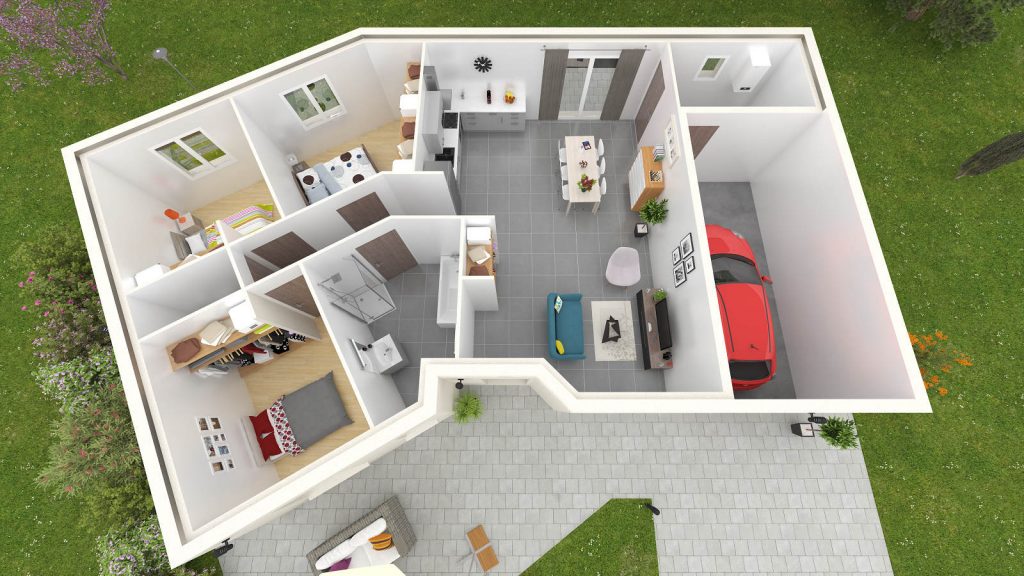 4- Vision 3 ch vue intérieure - Plan maison bourgogne bâtir Saône et Loire Chalon sur Saône